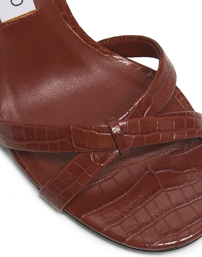 Women's Elsy 65MM Crocodile-Embossed Leather Slingback Sandals - Cognac - Size 5 - Image 5