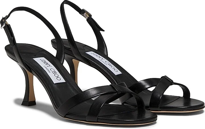 Women's Elsy 70MM Crisscross Leather Sandals - Black - Size 5.5 - Image 2