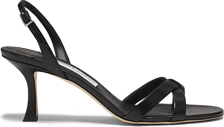Women's Elsy 70MM Crisscross Leather Sandals - Black - Size 5.5