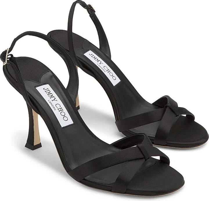 Women's Elsy 90MM Satin Sandals - Black - Size 5 - Image 2