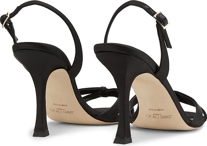 Women's Elsy 90MM Satin Sandals - Black - Size 5 - Image 3