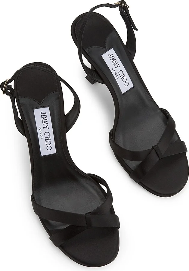 Women's Elsy 90MM Satin Sandals - Black - Size 5 - Image 4