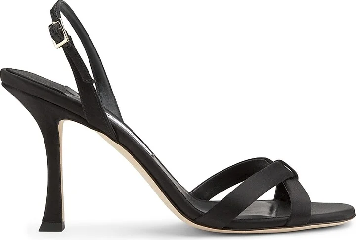 Women's Elsy 90MM Satin Sandals - Black - Size 5