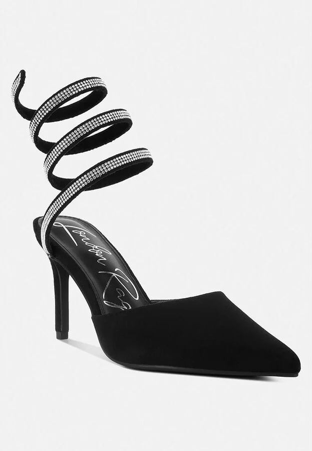 Womens elvira rhinestone embellished strap up sandals - Image 2