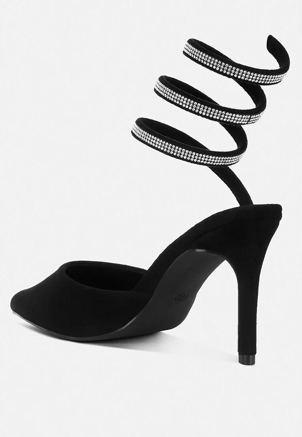 Womens elvira rhinestone embellished strap up sandals - Image 3