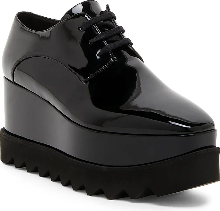 Women's Elyse Shiny Patent 75MM Platform Lace-Up Shoes - Black - Size 5 - Image 2
