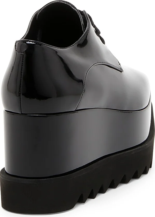 Women's Elyse Shiny Patent 75MM Platform Lace-Up Shoes - Black - Size 5 - Image 3