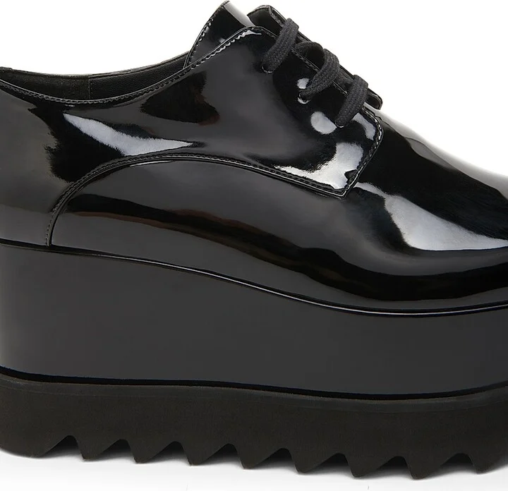 Women's Elyse Shiny Patent 75MM Platform Lace-Up Shoes - Black - Size 5 - Image 5