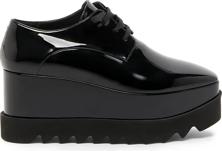 Women's Elyse Shiny Patent 75MM Platform Lace-Up Shoes - Black - Size 5