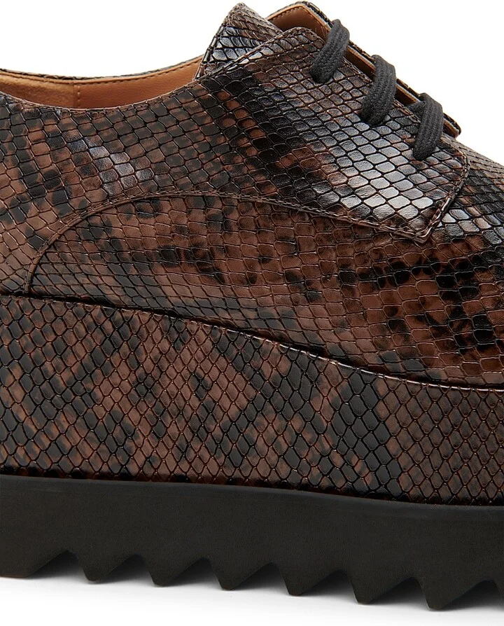 Women's Elyse Snakeskin-Printed Platform Sneakers - Coffee - Size 6 - Image 5