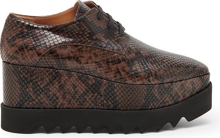 Women's Elyse Snakeskin-Printed Platform Sneakers - Coffee - Size 6