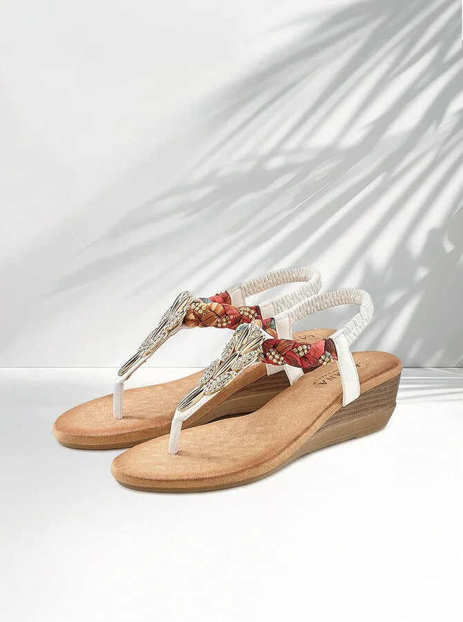 Women's Embellished Braided Wedge Sandals