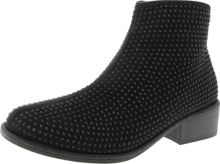 Womens Embellished Faux Suede Ankle Boots
