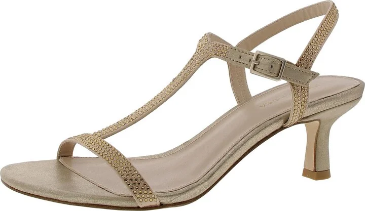 Womens Embellished Faux Suede Ankle Strap