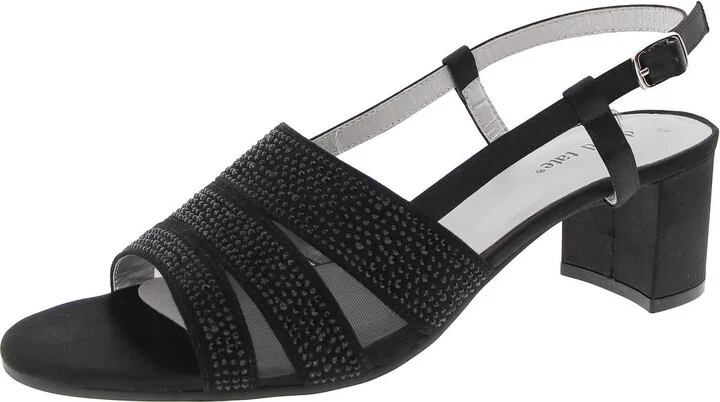 Womens Embellished Faux Suede Slingback Heels
