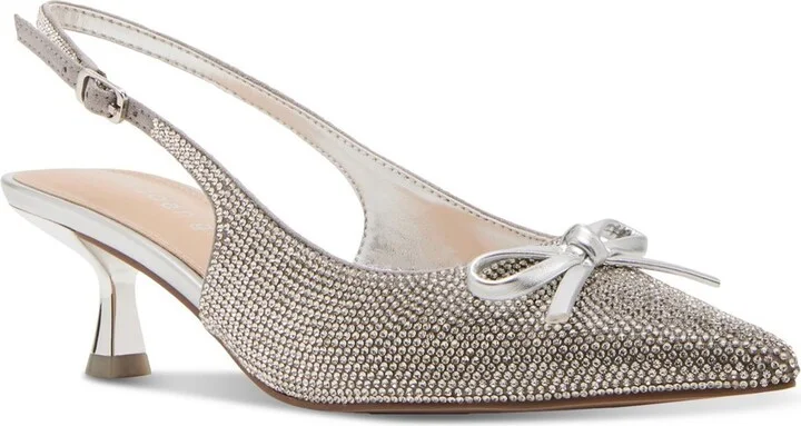 Womens Embellished Glass Slingback Heels