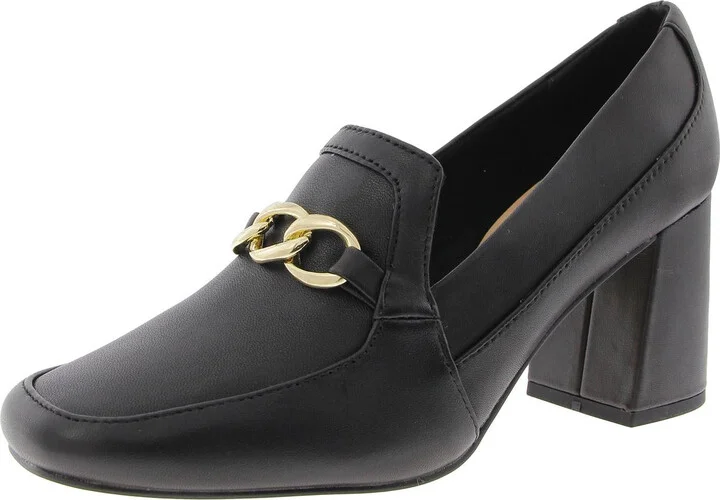 Womens Embellished Leather Loafer Heels