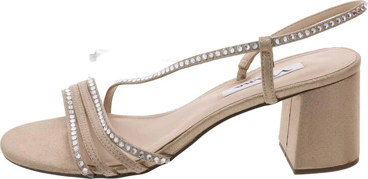 Womens Embellished Leather Slingback Heels