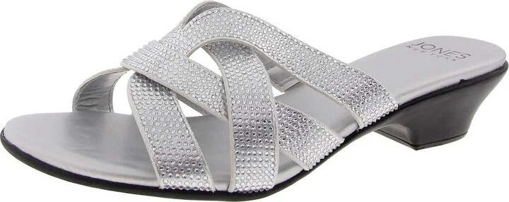 Womens Embellished Manmade Slide Sandals