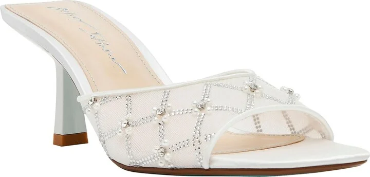 Womens Embellished Mesh Mules