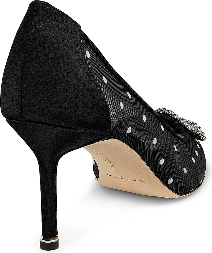 Women's Embellished Polka Dot Mesh Pumps - Black - Size 5.5 - Image 3
