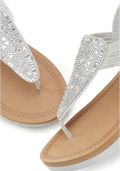 Women's Embellished Sandals - LASCANA - Grey Diamond - Image 2
