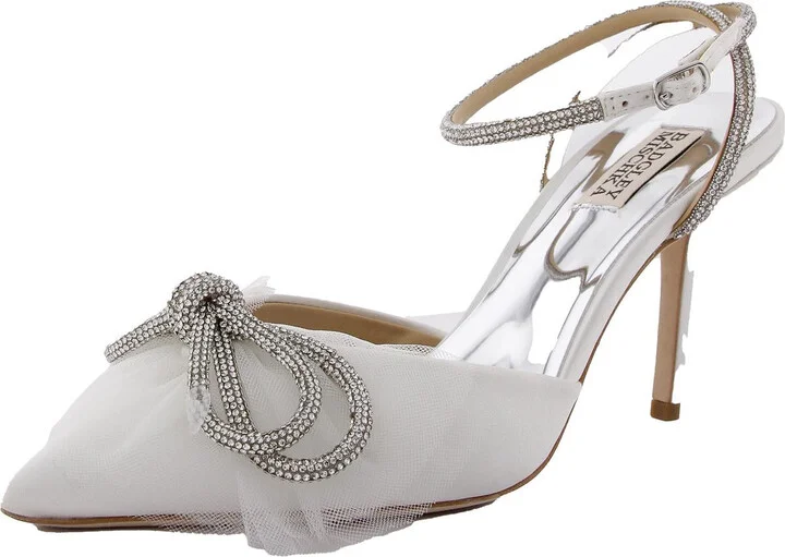 Womens Embellished Satin Ankle Strap