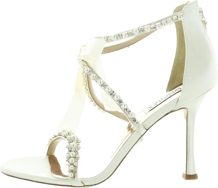 Womens Embellished Satin Heels