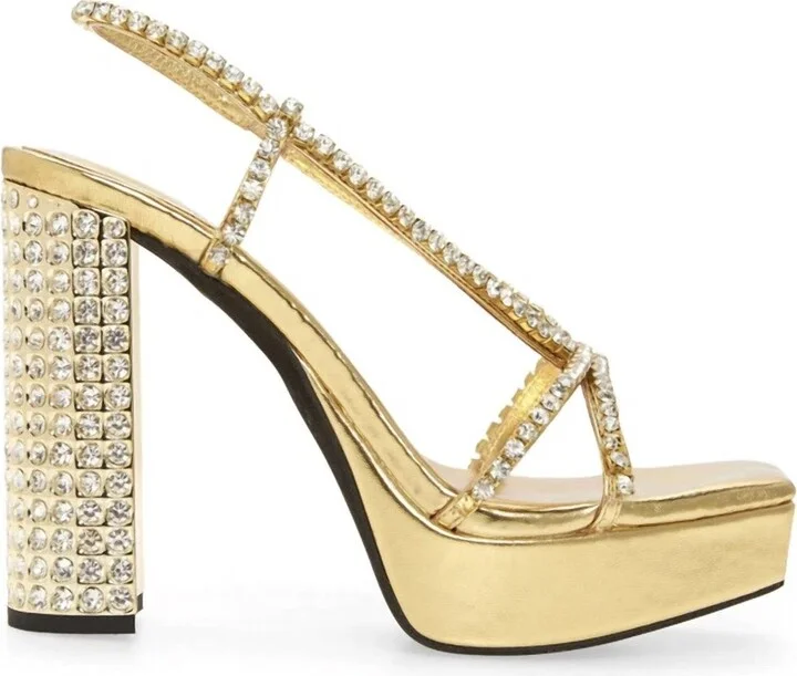 Women's Embellished Sling Back Platform Sandal In Nuite Gold