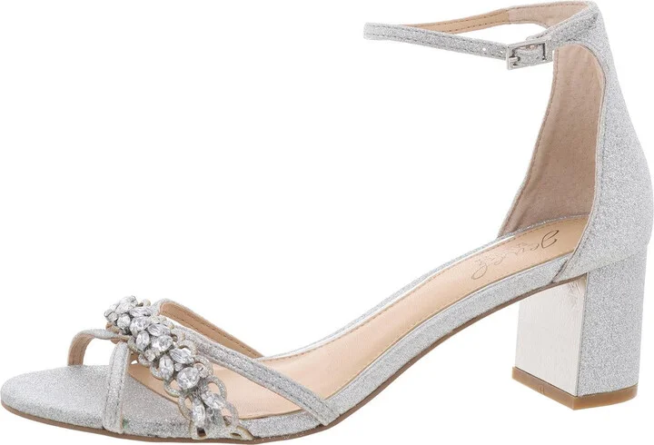 Womens Embellished Textured Block Heel