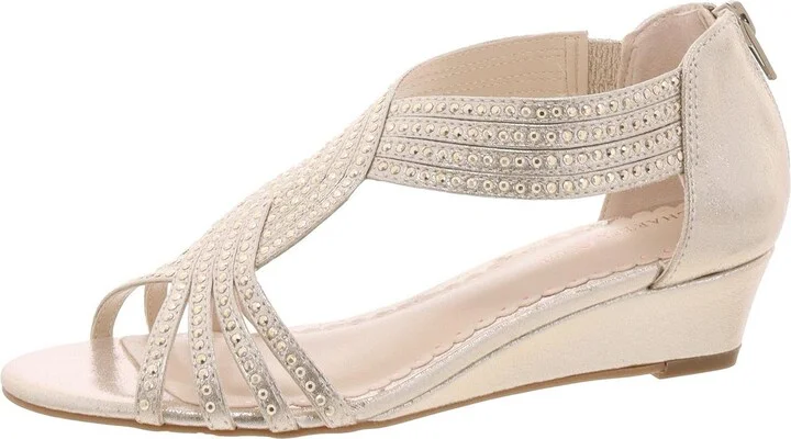 Womens Embellished Textured Wedge Sandals