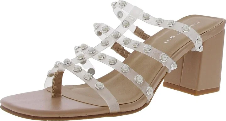 Womens Embellished Vinyl Strappy Sandals