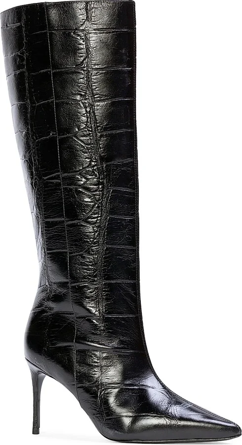 Women's Ember 80MM Croc Embossed Boots - Black Croc Leather - Size 5 - Image 2