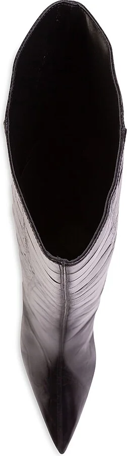 Women's Ember 80MM Croc Embossed Boots - Black Croc Leather - Size 5 - Image 3