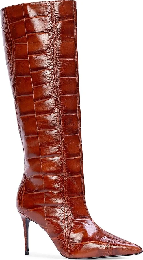 Women's Ember 80MM Croc Embossed Boots - Black Croc Leather - Size 5 - Image 6