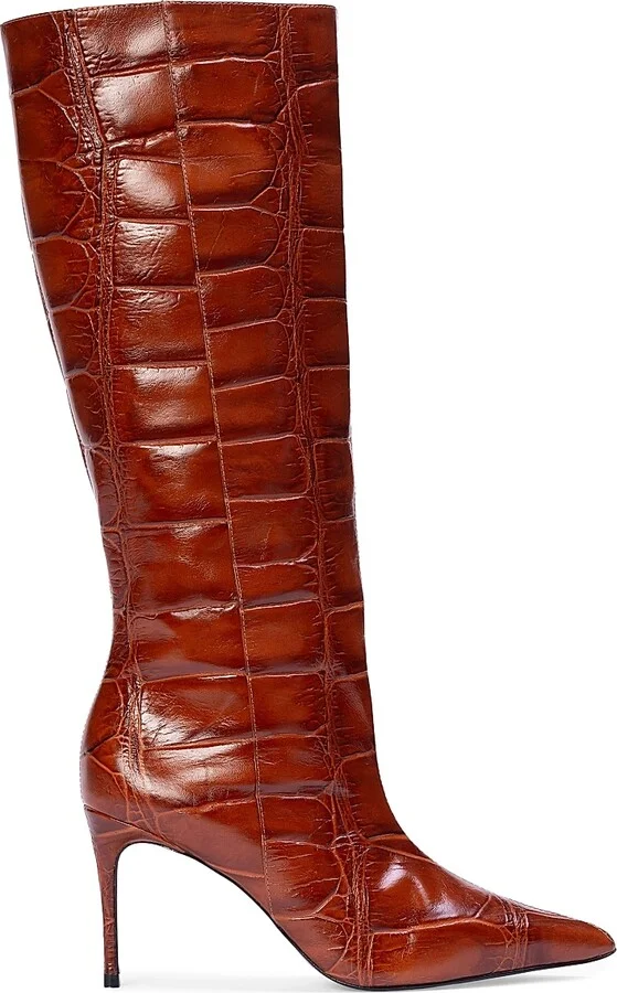 Women's Ember 80MM Croc Embossed Boots - Black Croc Leather - Size 5 - Image 9