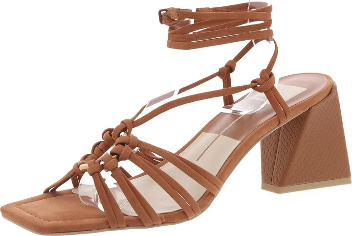 Womens Embossed Leather Block Heel