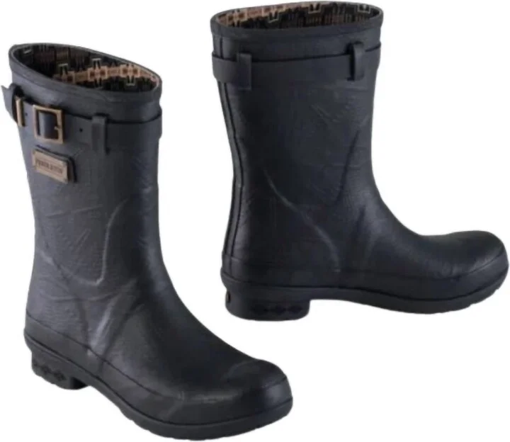 Women's Embossed Short Heritage Rain Boots In Black
