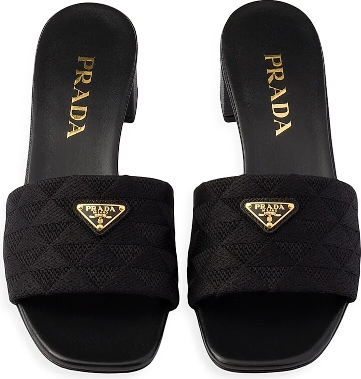 Women's Embroidered Fabric Slides - Black - Size 6.5 - Image 2
