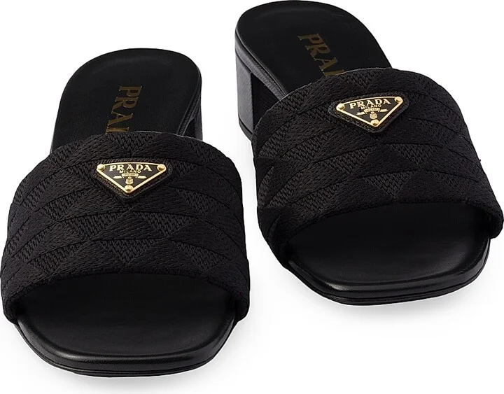 Women's Embroidered Fabric Slides - Black - Size 6.5 - Image 4