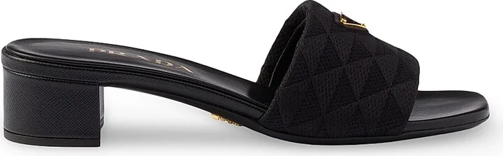 Women's Embroidered Fabric Slides - Black - Size 6.5