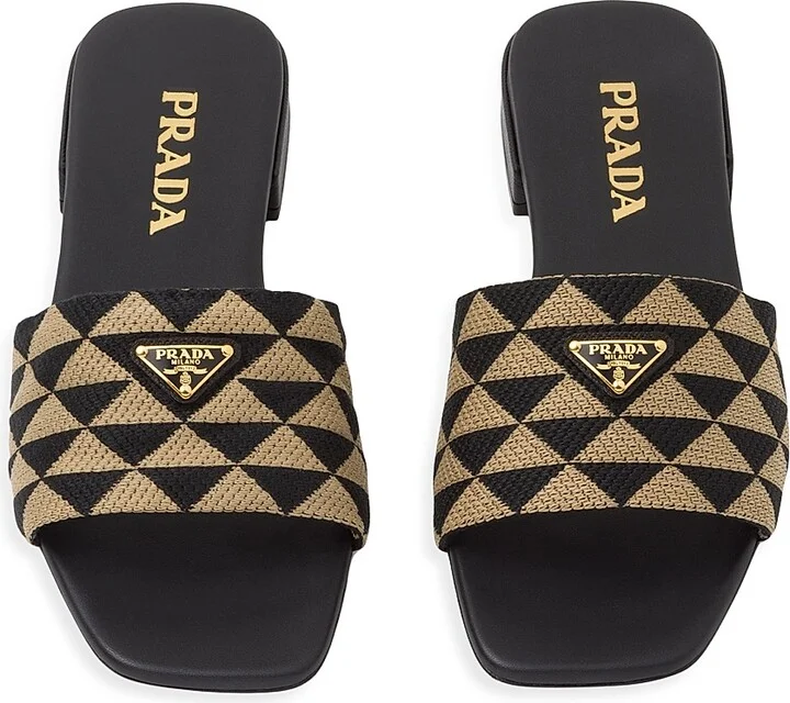 Women's Embroidered Fabric Slides - Black - Size 9 - Image 3