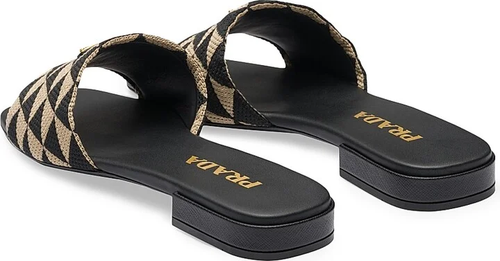 Women's Embroidered Fabric Slides - Black - Size 9 - Image 4