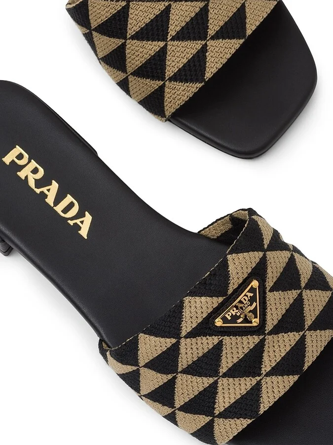 Women's Embroidered Fabric Slides - Black - Size 9 - Image 5