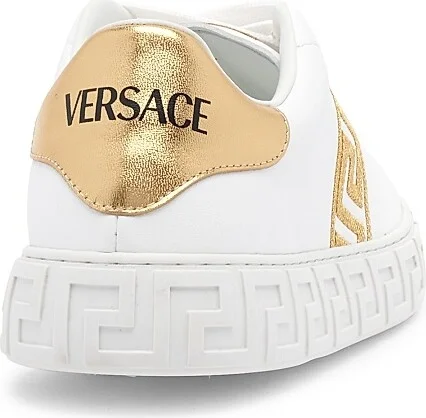 Women's Embroidered Low-Top Sneakers - White Gold - Size 5 - Image 3
