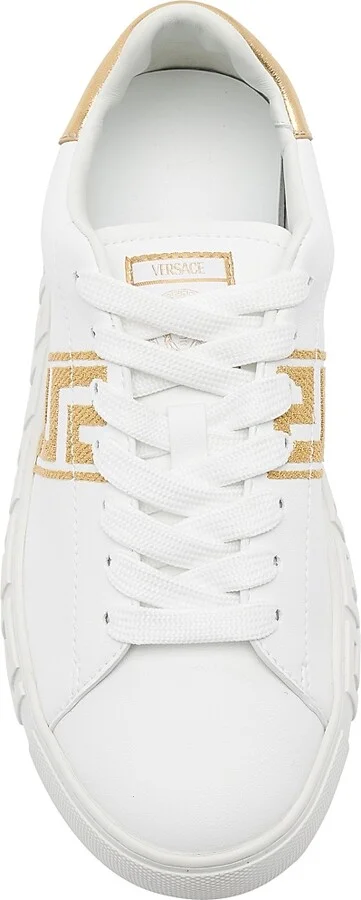 Women's Embroidered Low-Top Sneakers - White Gold - Size 5 - Image 5