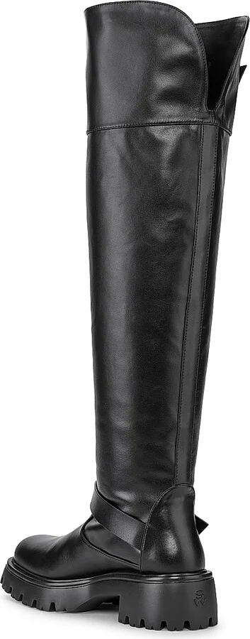 Women's Emerson 50MM Buckle-Accented Leather Tall Boots - Black - Size 10 - Image 3