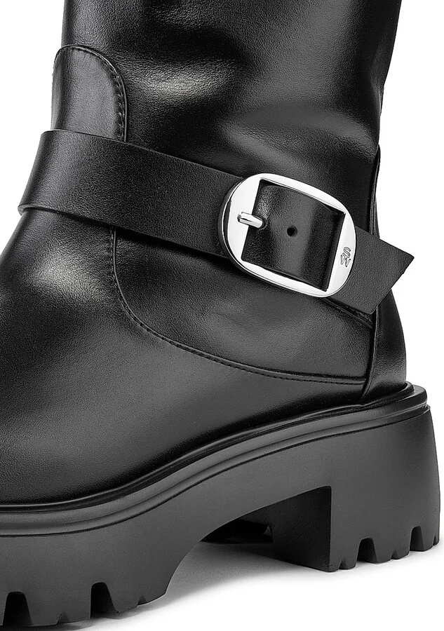 Women's Emerson 50MM Buckle-Accented Leather Tall Boots - Black - Size 10 - Image 5