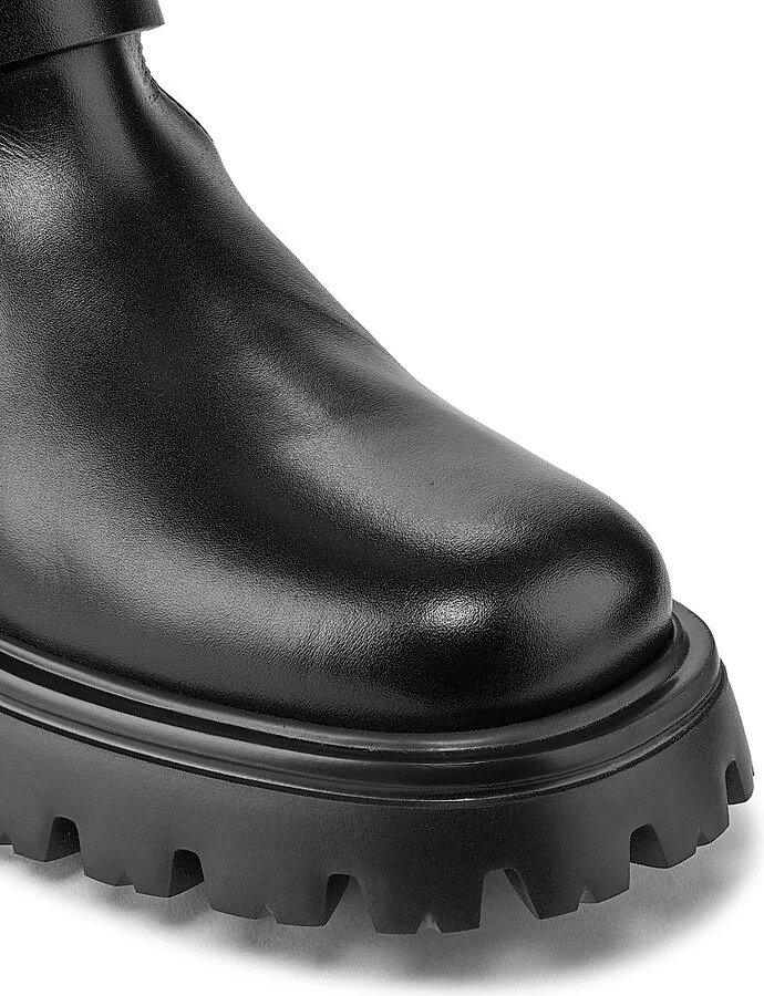 Women's Emerson 50MM Buckle-Accented Leather Tall Boots - Black - Size 10 - Image 6