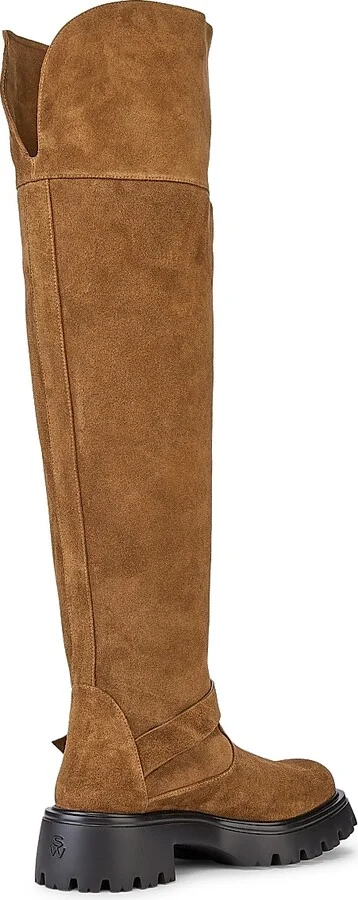 Women's Emerson 50MM Buckle-Accented Suede Tall Boots - Deep Coffee - Size 6 - Image 3